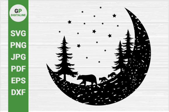 Bear Family on the Moon SVG Graphics & Illustrations