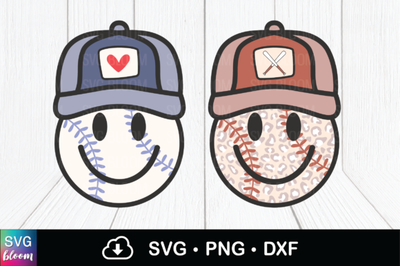 Bundle Retro Smiley Baseball Softball Graphics