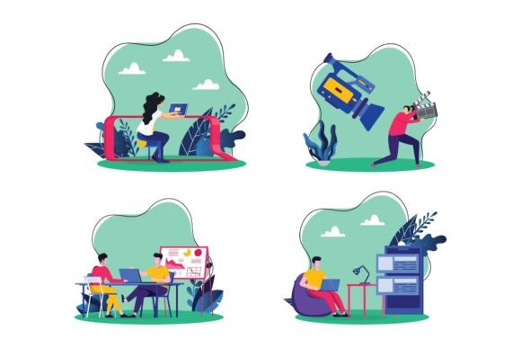 Business Work Flat Illustration: Graphics & Illustrations for Real Projects