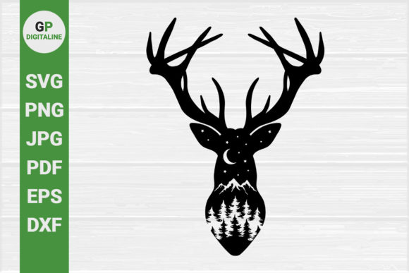 Deer Head, Horned Elk and Wilderness SVG