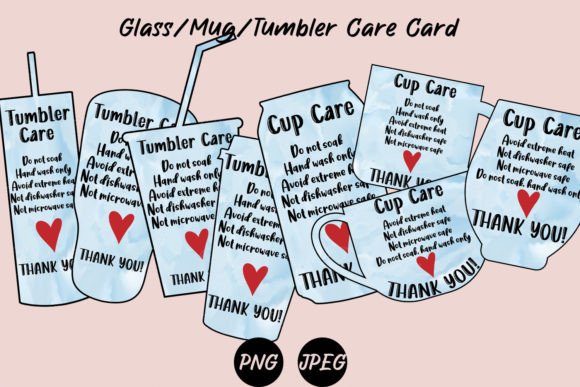 Glass Mug Tumbler Care Cards Blue: Graphics for Crafts Brands