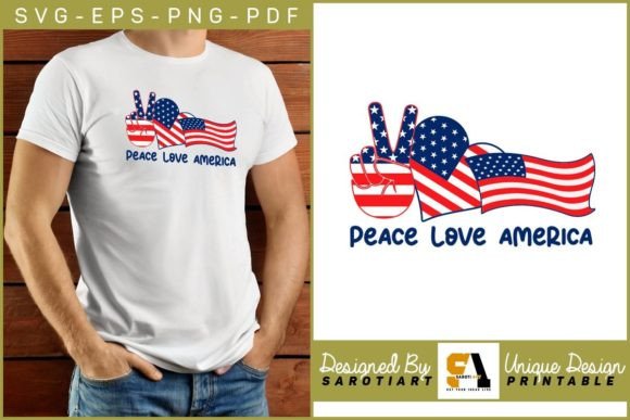 Peace Love America Sublimation Design: Graphics for Crafts & Patriotic Branding