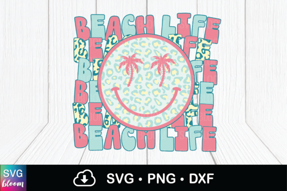 Retro Beach Life Smile Face Palm Leopard Graphics