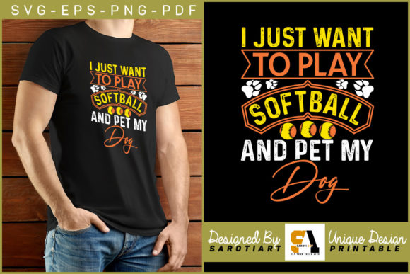 Softball and Pet Dog Lover T-shirt SVG