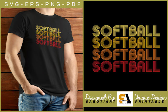 Softball Vintage Retro Design Gaming Graphics