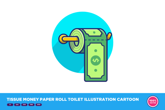 Tissue Money Paper Roll Toilet Graphics & Illustrations